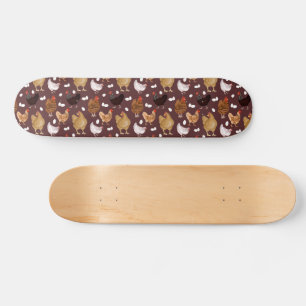 Brown Chicken and the Eggs Pattern Skateboard
