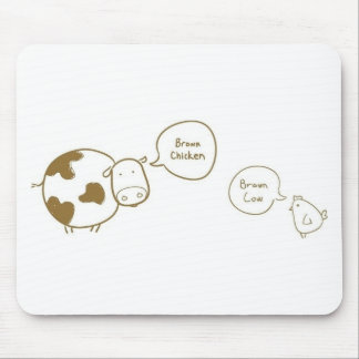 brown chicken brown cow mouse pad
