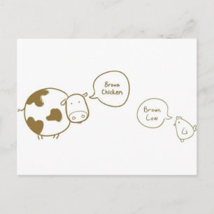 brown chicken brown cow postcard