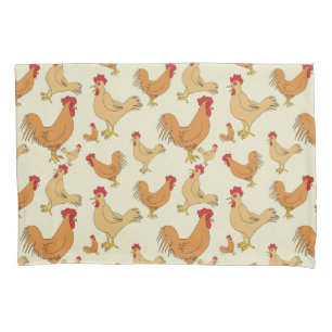 Brown Chicken Design Pattern Pillowcase