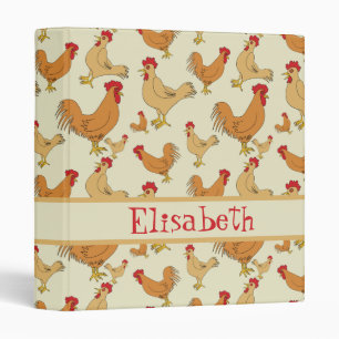 Brown Chicken Design Personalise Binder