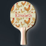 Brown Chicken Design Personalise Ping Pong Paddle<br><div class="desc">Brown Chickens Seamless Pattern Design. Farm animals; Rooster and Hen Graphic Design Personalized. Ready to add your name or any name. Cute chicken design to personalise.</div>