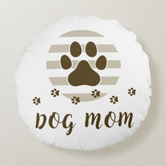 Brown Chien Maman Amour Rond Coussin