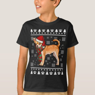 Brown Chihuahua Dog Santa Hat Xmas Ugly Christmas T-Shirt