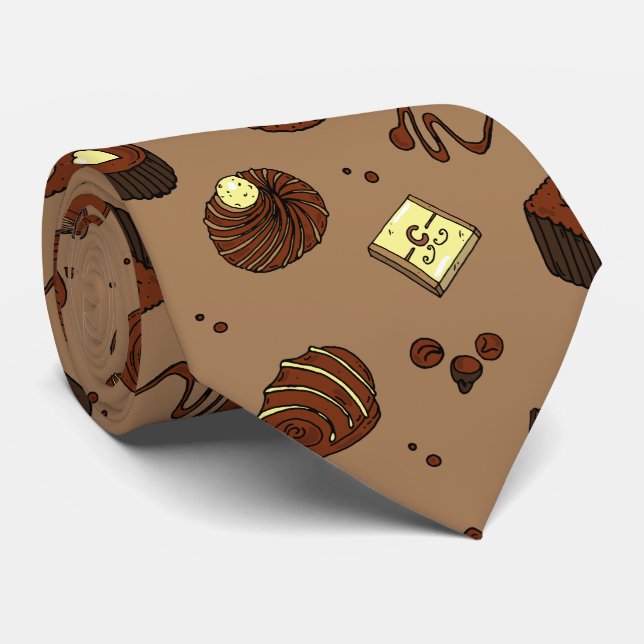 Brown Chocolate Candies Patisserie Chef Tie (Rolled)