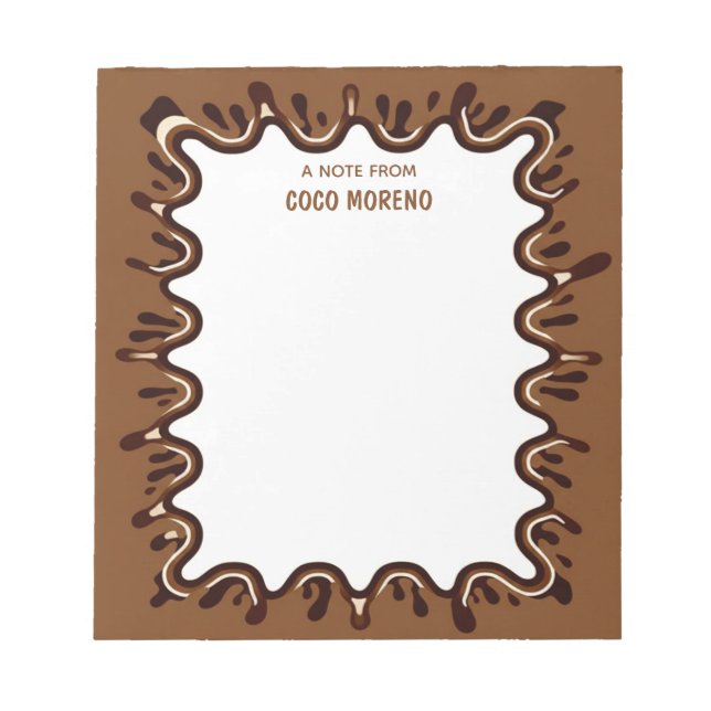 Brown Chocolate Milkshake Splash Custom Name Notepad (Front)