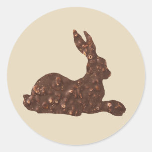 Brown Chocolate Rabbit Round Sticker,Easter Classic Round Sticker