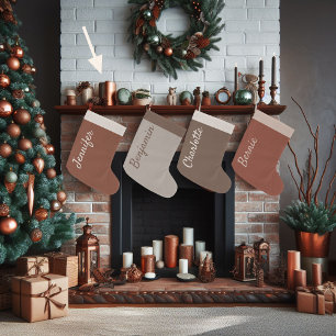 Brown Christmas Chocolate Calligraphy Custom Large Christmas Stocking