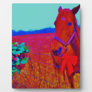 Brown Christmas coloured Horse : add name Plaque