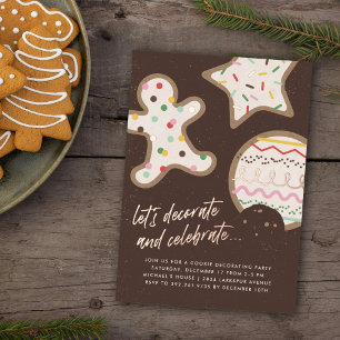 Brown Christmas Cookie Decorating Party Invitation