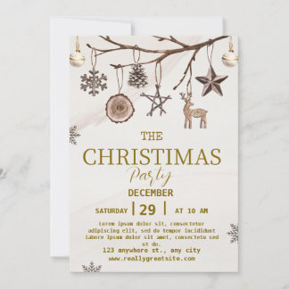 brown Christmas party invitation