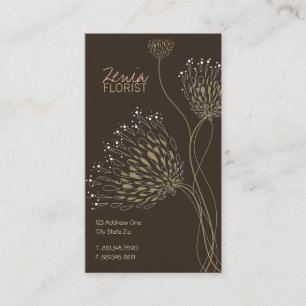 Brown Chrysanthemum Flowers Elegant Chic Floral Business Card