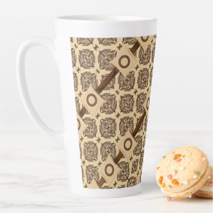 Brown Circular Stripe Latte Mug