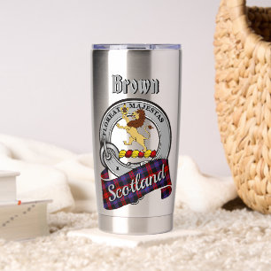 Brown Clan Badge & Tartan Insulated Tumbler
