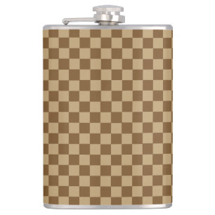 Brown Classic Checkerboard by Shirley Taylor Hip Flask