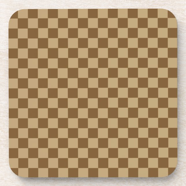Brown Classic Chequerboard by Shirley Taylor Coaster (Front)
