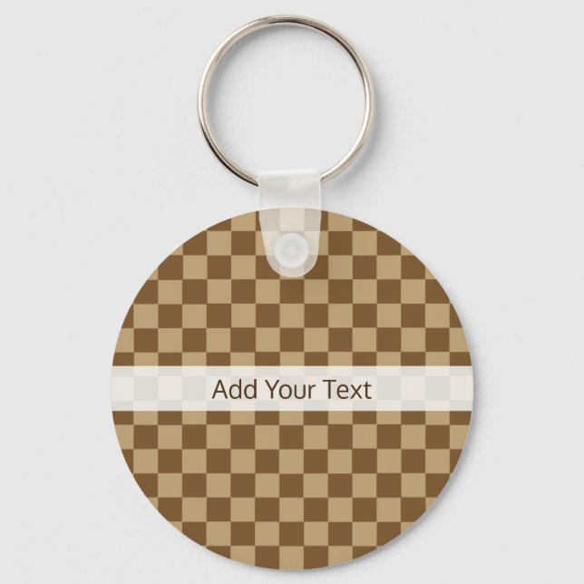 Brown Classic Chequerboard by Shirley Taylor Keychain (Front)