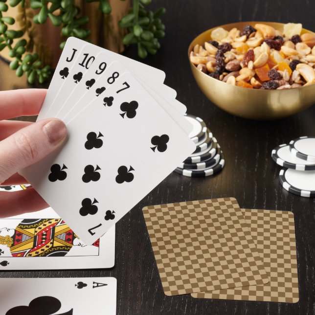 Brown Classic Chequerboard by Shirley Taylor Playing Cards (In Situ)