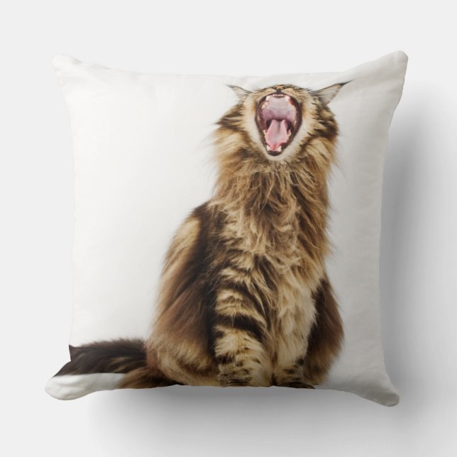 Brown Classic Main Coon Tabby Throw Pillow (Front)
