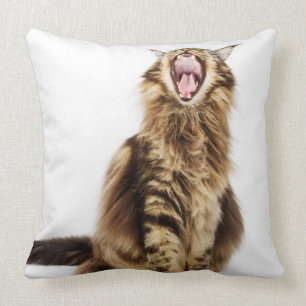 Brown Classic Main Coon Tabby Throw Pillow