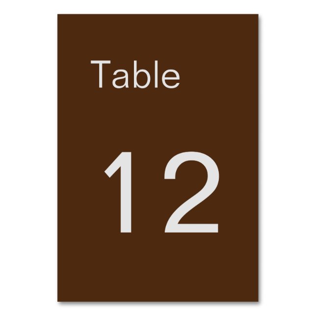 Brown Classical Minimalist Plain Table Number (Front)