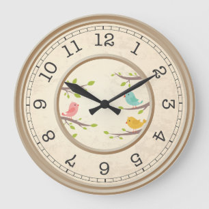 Brown Clock with Birds