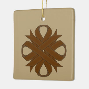Brown Clover Ribbon by Kenneth Yoncich Ceramic Ornament
