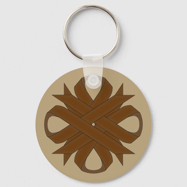 Brown Clover Ribbon by Kenneth Yoncich Keychain (Front)