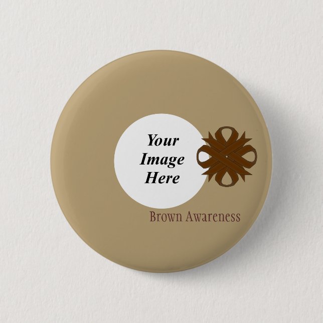 Brown Clover Ribbon Template by Kenneth Yoncich 2 Inch Round Button (Front)