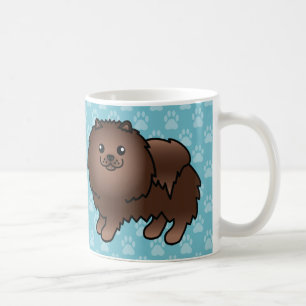 Brown Coat Pomeranian Dogs On Blue Coffee Mug