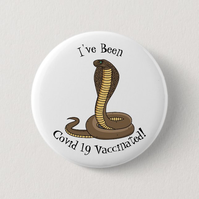 Brown cobra snake illustration  2 inch round button (Front)