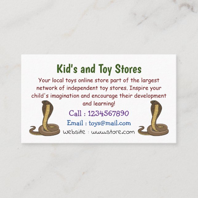 Brown cobra snake illustration  business card (Front)