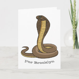 Brown cobra snake illustration card
