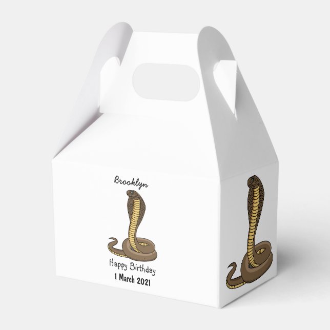 Brown cobra snake illustration favor box (Front Side)