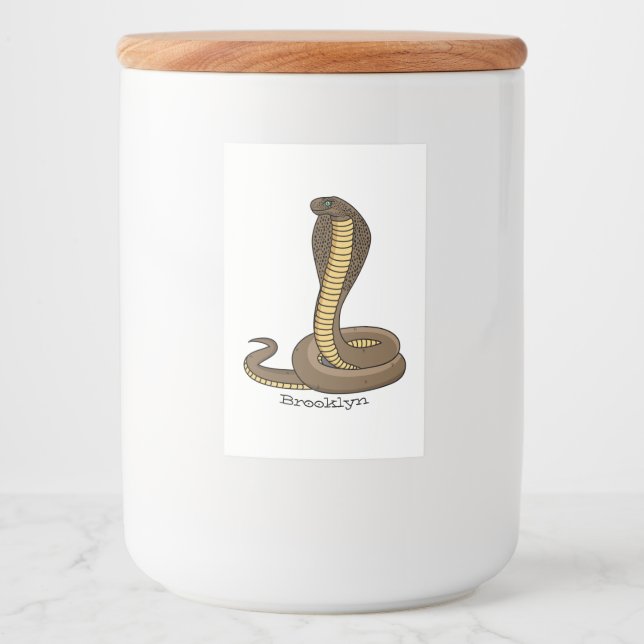 Brown cobra snake illustration food label (Front)