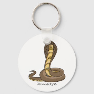 Brown cobra snake illustration keychain