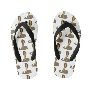 Brown cobra snake illustration kid's flip flops