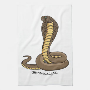 Brown cobra snake illustration  kitchen towel