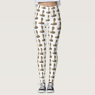Brown cobra snake illustration leggings