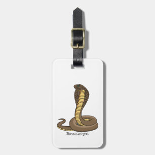 Brown cobra snake illustration  luggage tag