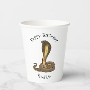 Brown cobra snake illustration paper cups
