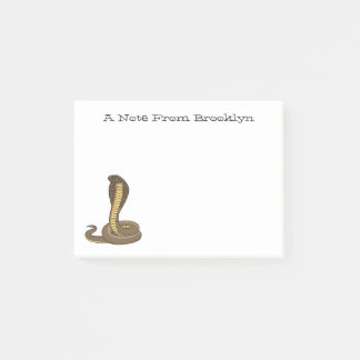 Brown cobra snake illustration  post-it notes