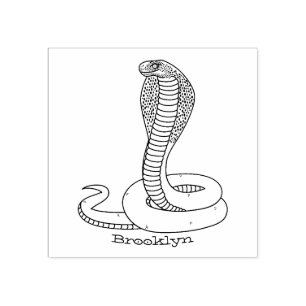 Brown cobra snake illustration rubber stamp