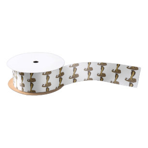 Brown cobra snake illustration satin ribbon