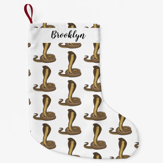 Brown cobra snake illustration  small christmas stocking (Front)