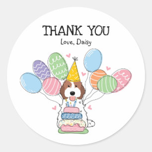 Brown Cockapoo Cavapoo Birthday Favor Tags Sticker