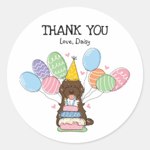 Brown Cockapoo Cavapoo Birthday Favour Tags Sticke