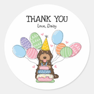Brown Cockapoo Cavapoo Birthday Favour Tags Sticke