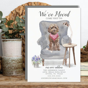 Brown Cockapoo Dog Moving Announcement