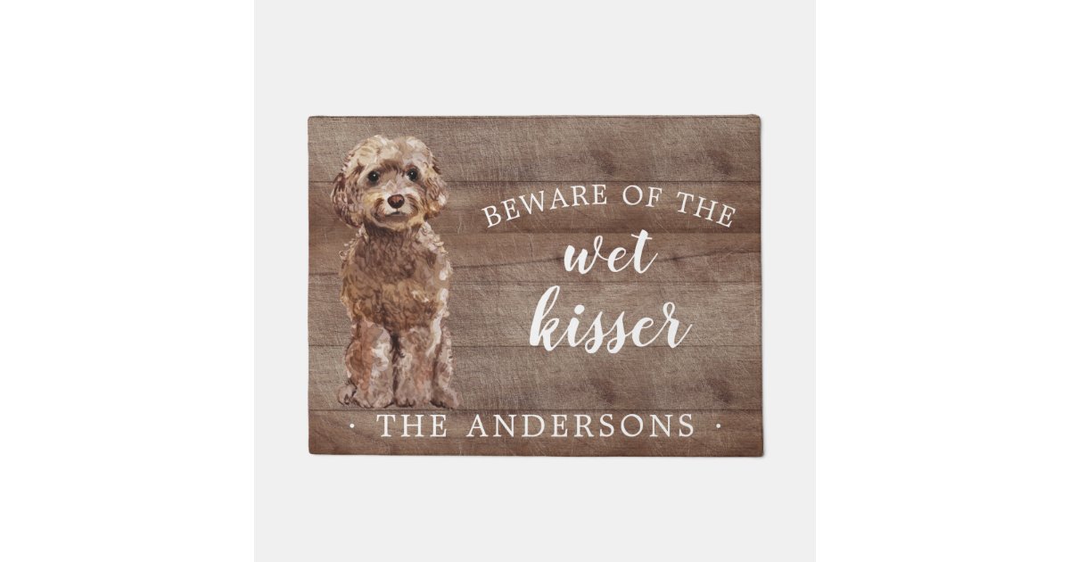 Brown Cockapoo Dog Personalized Door Mat | Zazzle